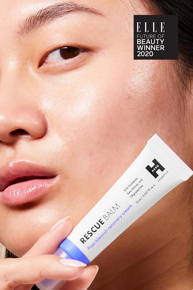women's face with hero product
